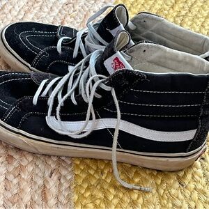 Vans Black and White High-Top Skate Sneakers Half Cabs